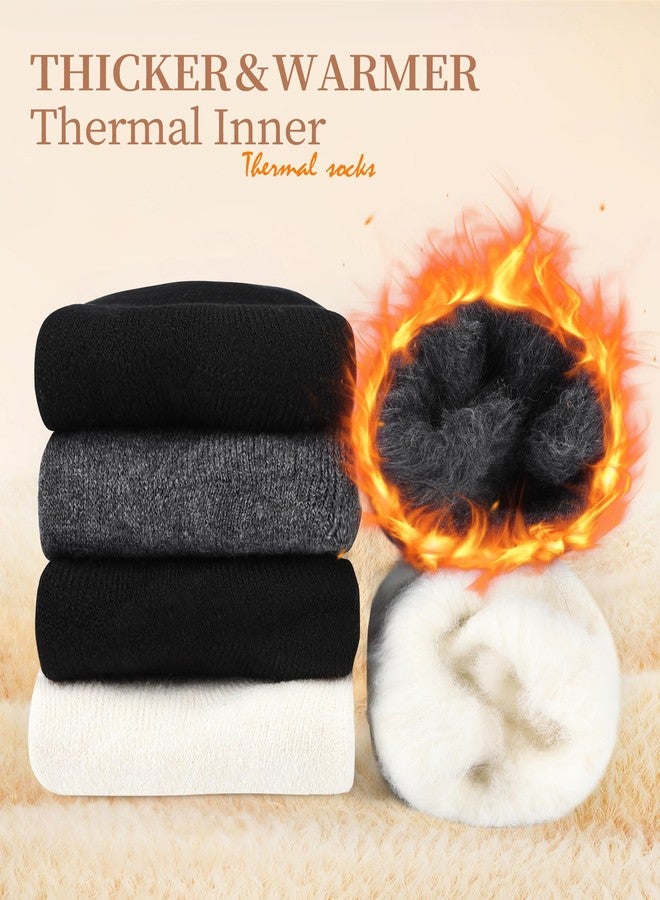 Soxbang Women's Thermal Boot Socks with Plush Lining - Ultra Warm Winter Socks for Extreme Cold, 3 Pairs US(5-9) Bow Black+White+Gray - Image 2